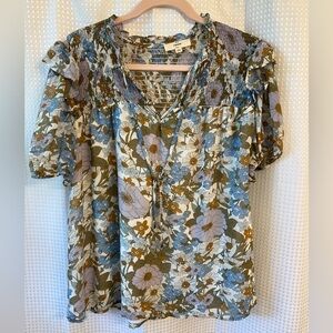 Entro Women’s Size Large Floral Short Sleeve Blouse
